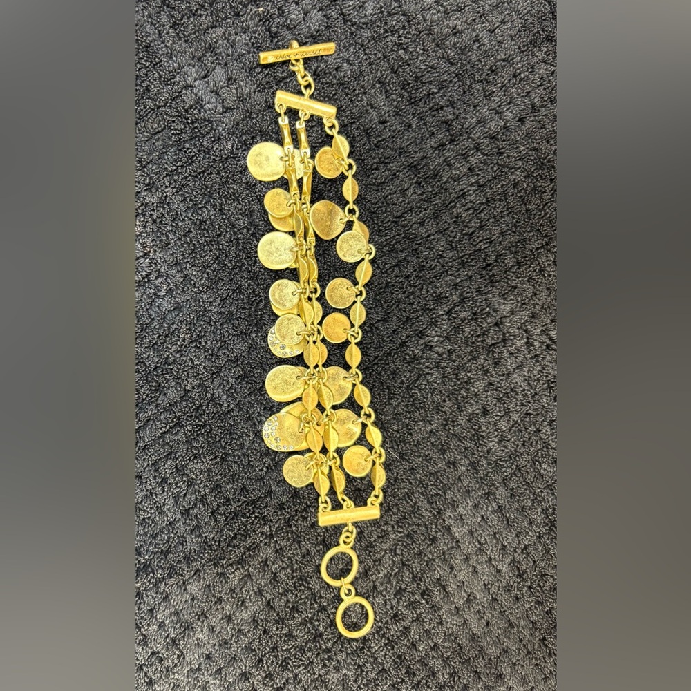 Chloe + Isabel Gold Multi-Chain Coin Charm Bracelet - With Toggle Closure